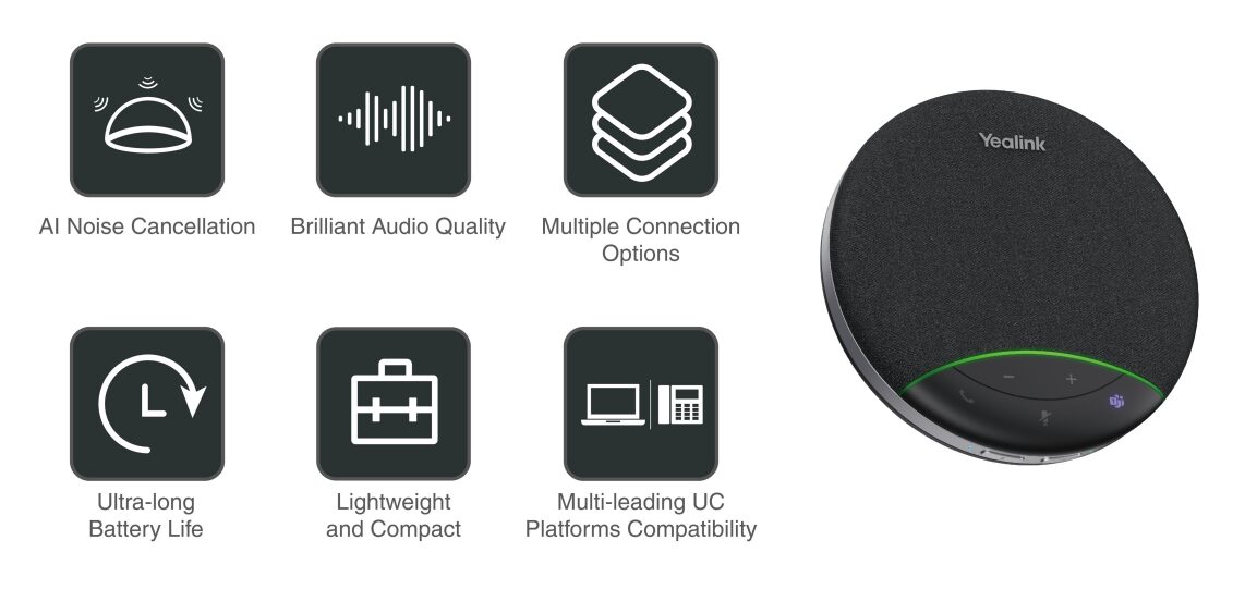 Loa hội nghị Bluetooth di động Yealink SP92 tích hợp AI khử tiếng ồn