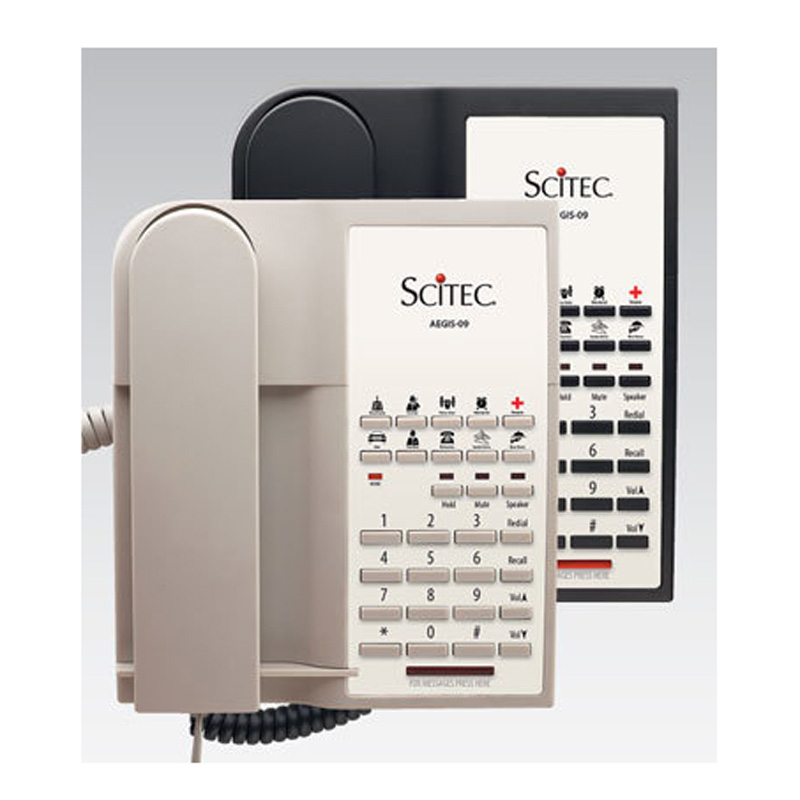 Điện Thoại Khách Sạn Scitec Aegis-10S-09 Single Line Speakerphone Hotel Phone 10 Button Black 98102