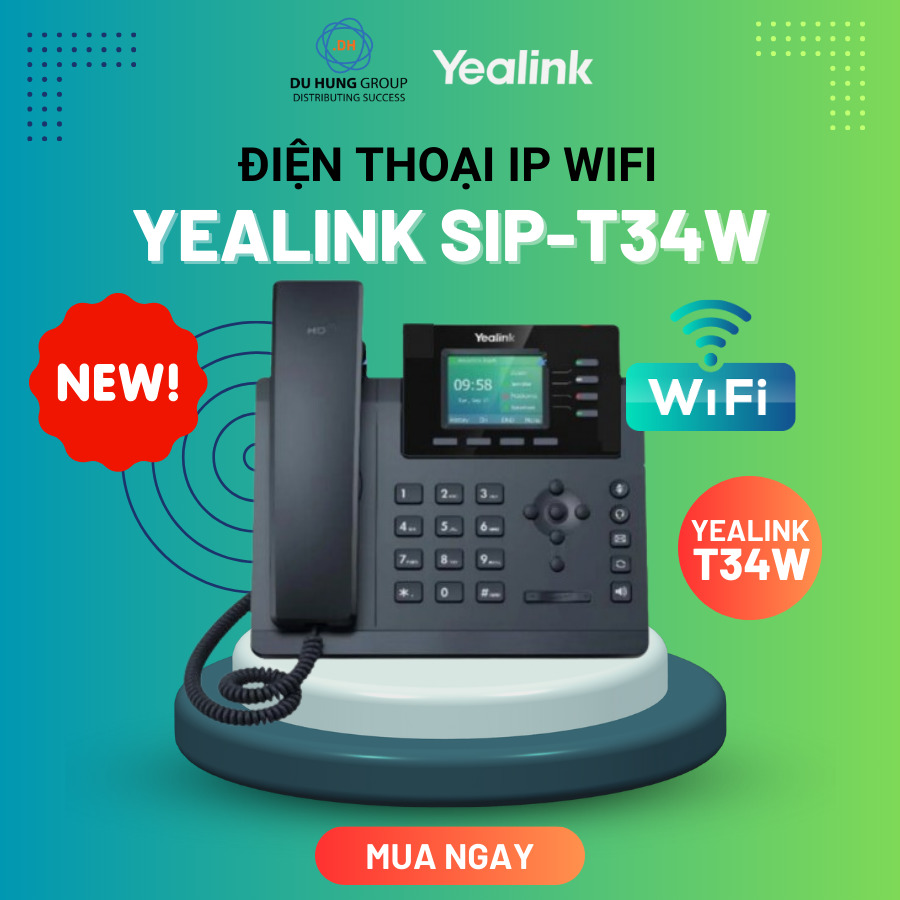 Yealink SIP-T34W Điện Thoại IP Wifi Không Dây