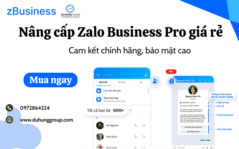 Nâng Cấp Zalo Business Pro Giá Rẻ – Cam Kết Chính Hãng, Bảo Mật Cao