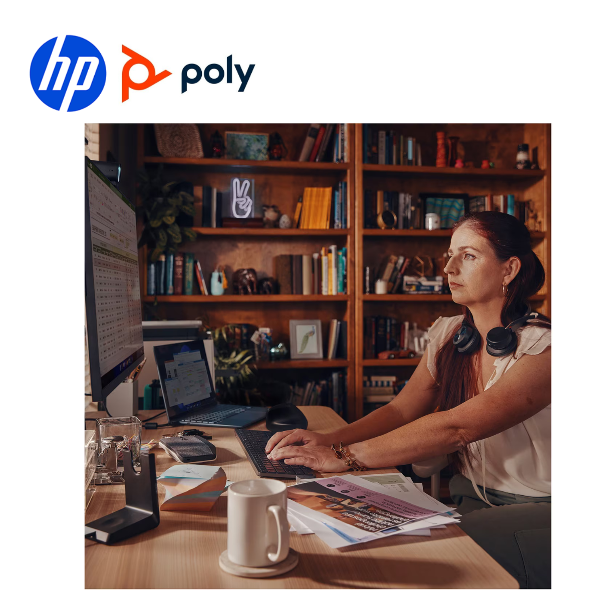 Tai nghe Bluetooth Poly Voyager Focus 2 Charging Stand - Ảnh 5