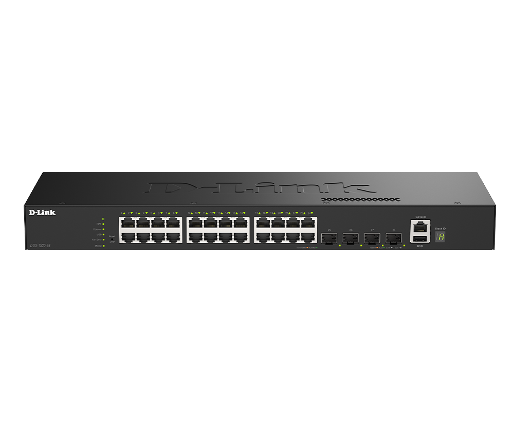Bộ Chuyển Mạch Thông Minh Quản Lý, Xếp Chồng, 24 Cổng Gigabit DGS-1530-28