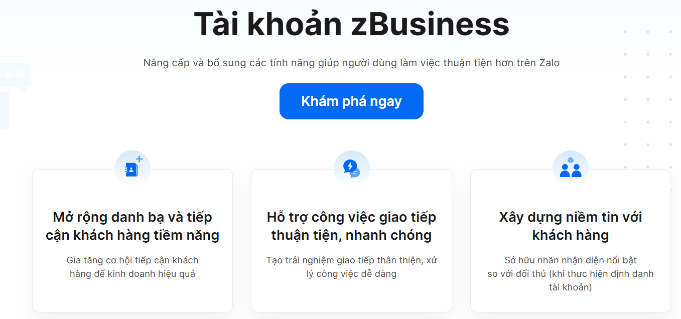 Mua Zalo Business và những tính năng nổi bật cần biết