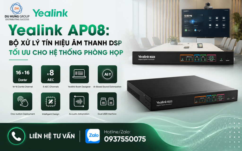 Yealink AP08 Bộ Xử Lý Tín Hiệu Âm Thanh DSP Tối Ưu Cho Hệ Thống Phòng Họp