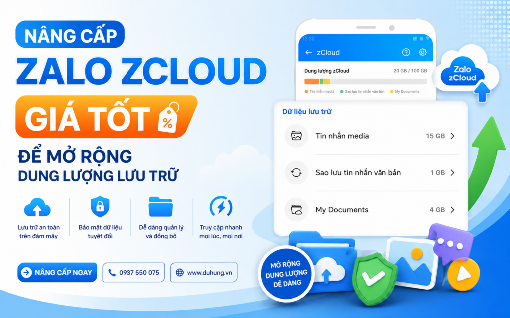 Nâng cấp Zalo ZCloud giá tốt để mở rộng dung lượng lưu trữ