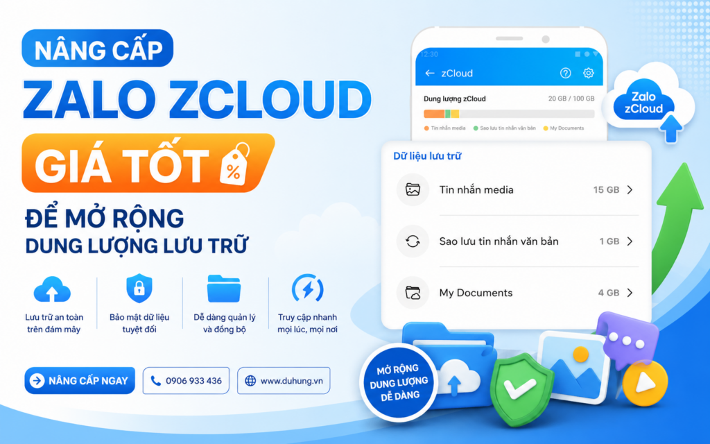 Nâng cấp Zalo ZCloud giá tốt để mở rộng dung lượng lưu trữ