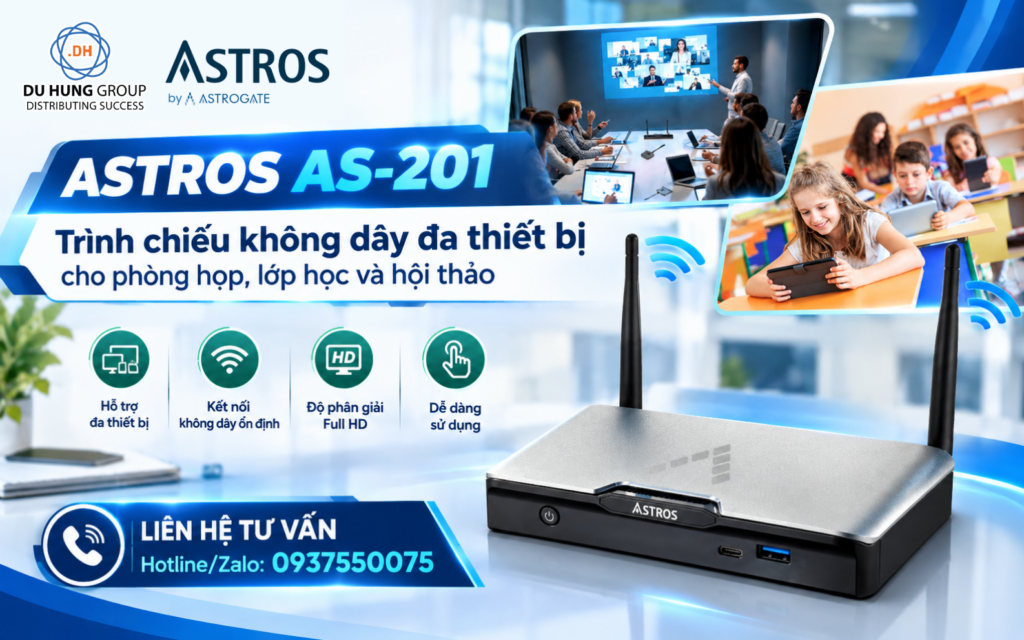 Astros AS-201 – Trình chiếu không dây đa thiết bị cho phòng họp, lớp học và hội thảo