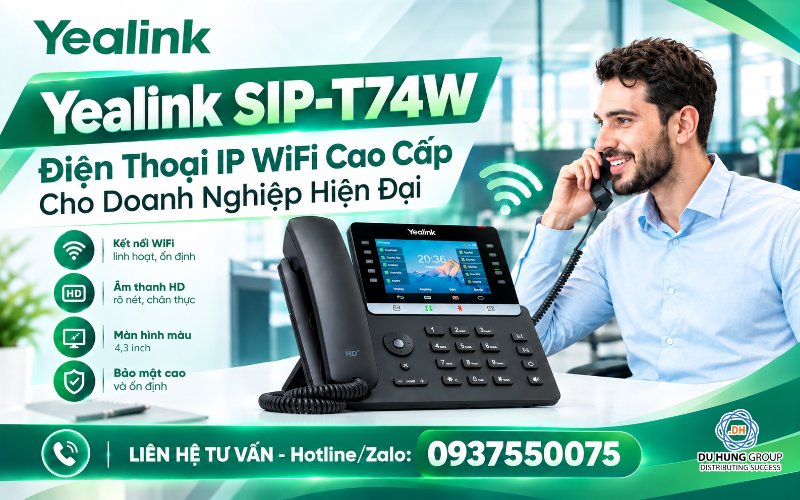 Yealink SIP-T74W – Điện Thoại IP WiFi Cao Cấp Cho Doanh Nghiệp Hiện Đại