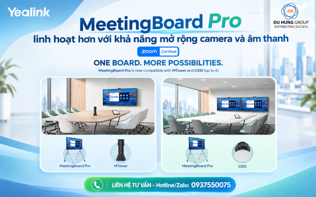 MeetingBoard Pro linh hoạt hơn với khả năng mở rộng camera và âm thanh