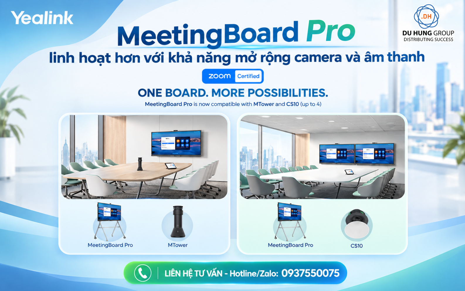 MeetingBoard Pro linh hoạt hơn với khả năng mở rộng camera và âm thanh