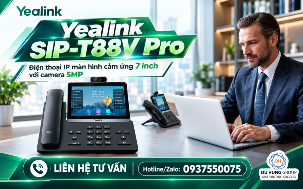Yealink SIP-T88V Pro – Điện thoại IP màn hình cảm ứng 7 inch với camera 5MP