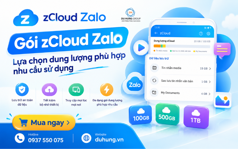 Gói zCloud Zalo – Lựa chọn dung lượng phù hợp nhu cầu sử dụng