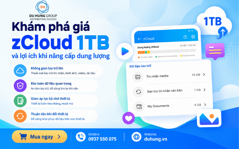 Khám phá giá zCloud 1TB và lợi ích khi nâng cấp dung lượng